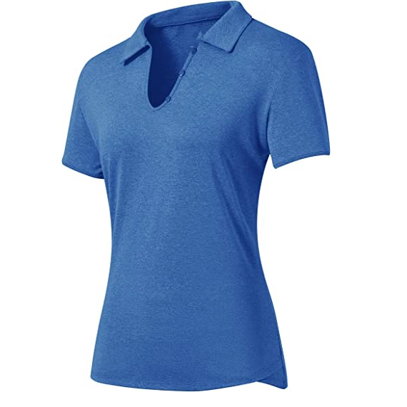 Custom Logo Womens V Neck Tennis Shirts Golf Polo Shirts Short Sleeve Active Workout Shirts Upf 50+ Running Tops