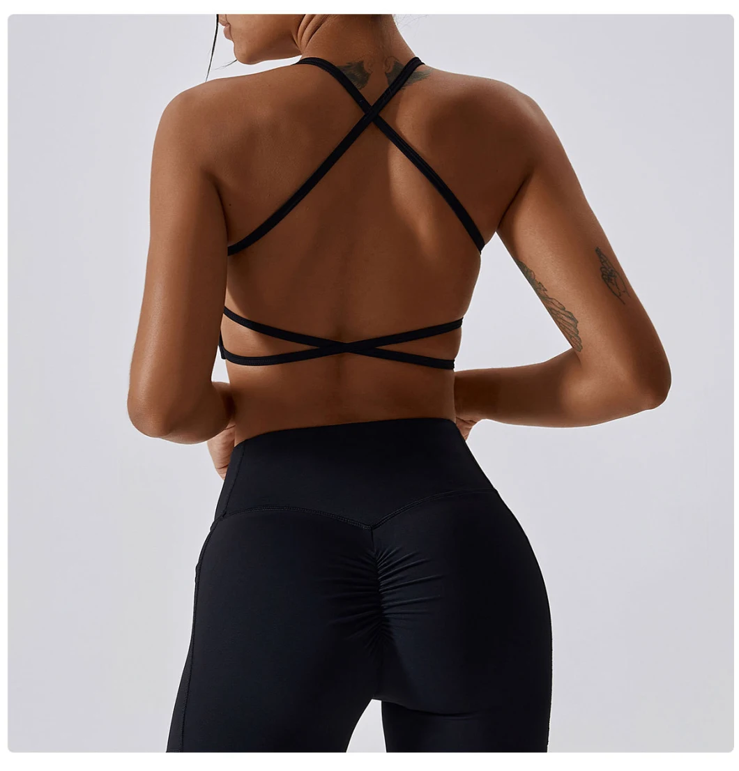 Wholesale Strappy Sports Bra for Women - Medium Support Crisscross Yoga Bra Padded Workout Running Tops