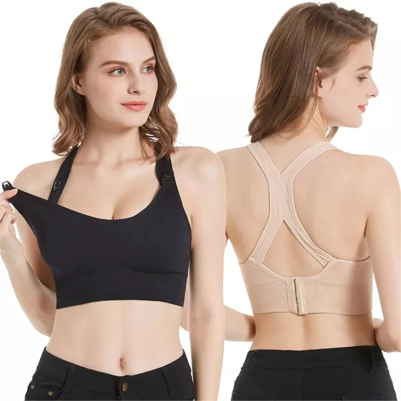 Seamless Upper Open Buckle Beauty Back Pregnant Women Nursing Maternity Sports Bra