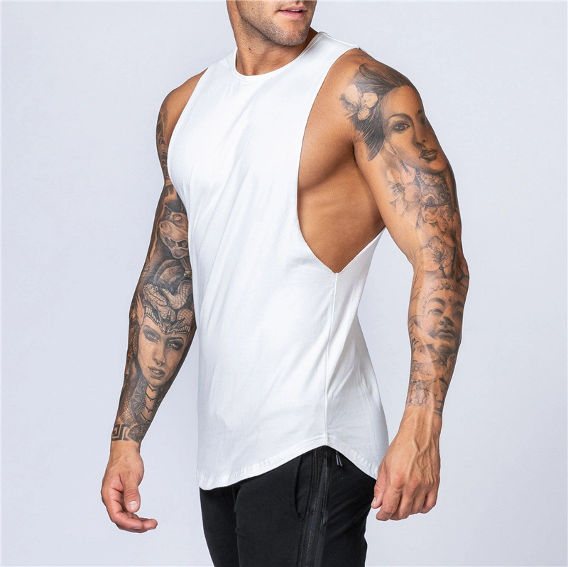 Wholesale 2022 Custom Logo Cotton Muscle Shirts Sleeveless Fitness Wear Men Gym Gear Tank Top Singlet T Shirt Vest