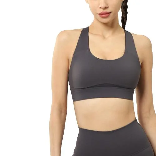 Gym Wear Womens U-Neck Hollow out Push up Cross Back Sports Bra Crop Yoga Top