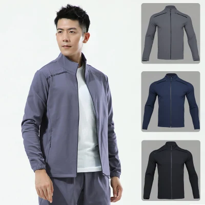 Venta al por mayor Custom 100 Chaqueta de poliéster Hombres que ejecutan entrenamiento Ropa deportiva Fitness Gym Jacket