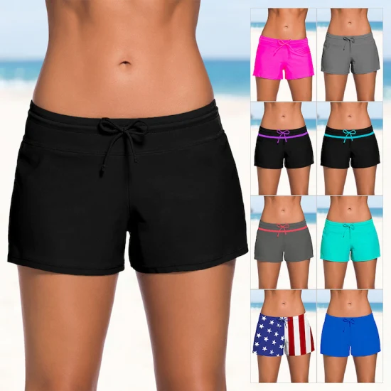 Amazon Ebay Verano de secado rápido Ropa interior de natación para mujeres, Pantalones cortos de playa elásticos Calzoncillos para damas, Trajes de baño Trajes de baño Panty cortos Ropa de playa