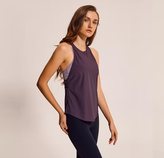 Camiseta sin mangas de nailon Dry Fit de alta calidad para correr/entrenamiento/gimnasio/yoga para mujer